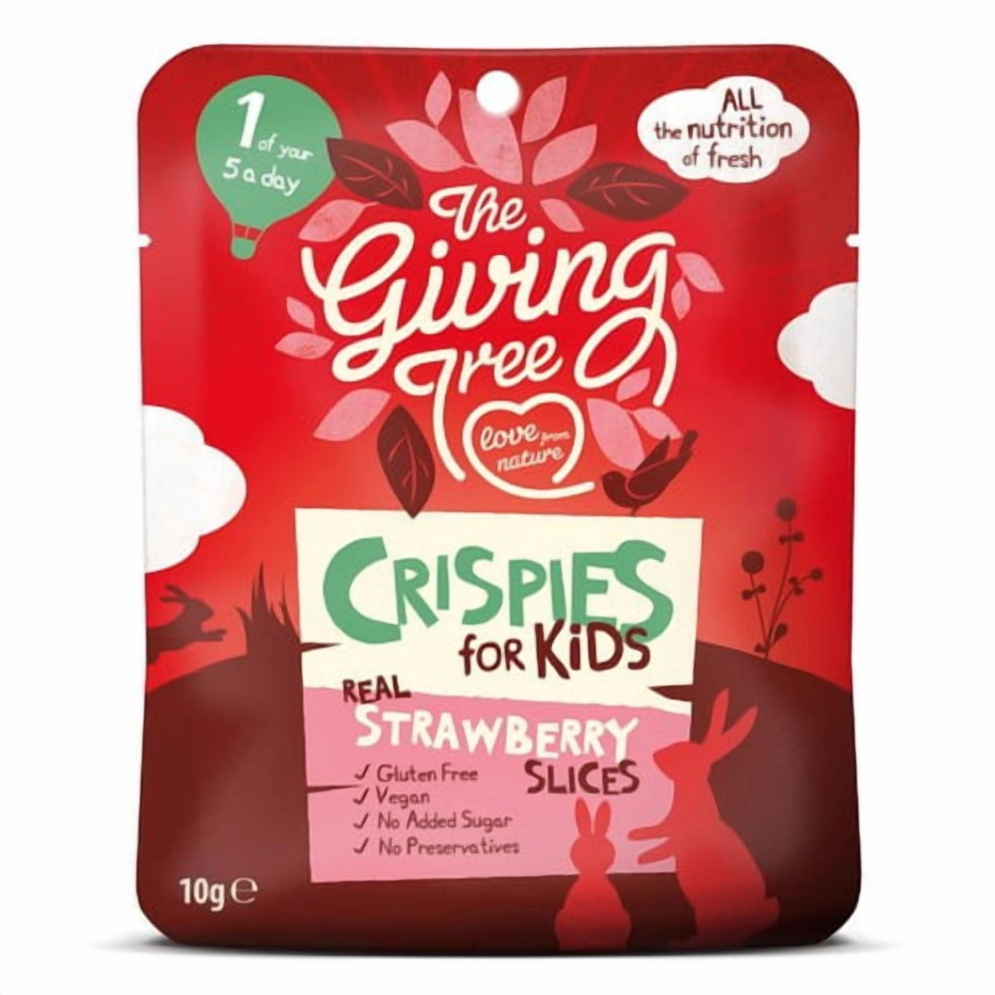 Giving Tree Freeze Dried Strawberry Crispies for Kids 10g, British Import (Pack of 2)