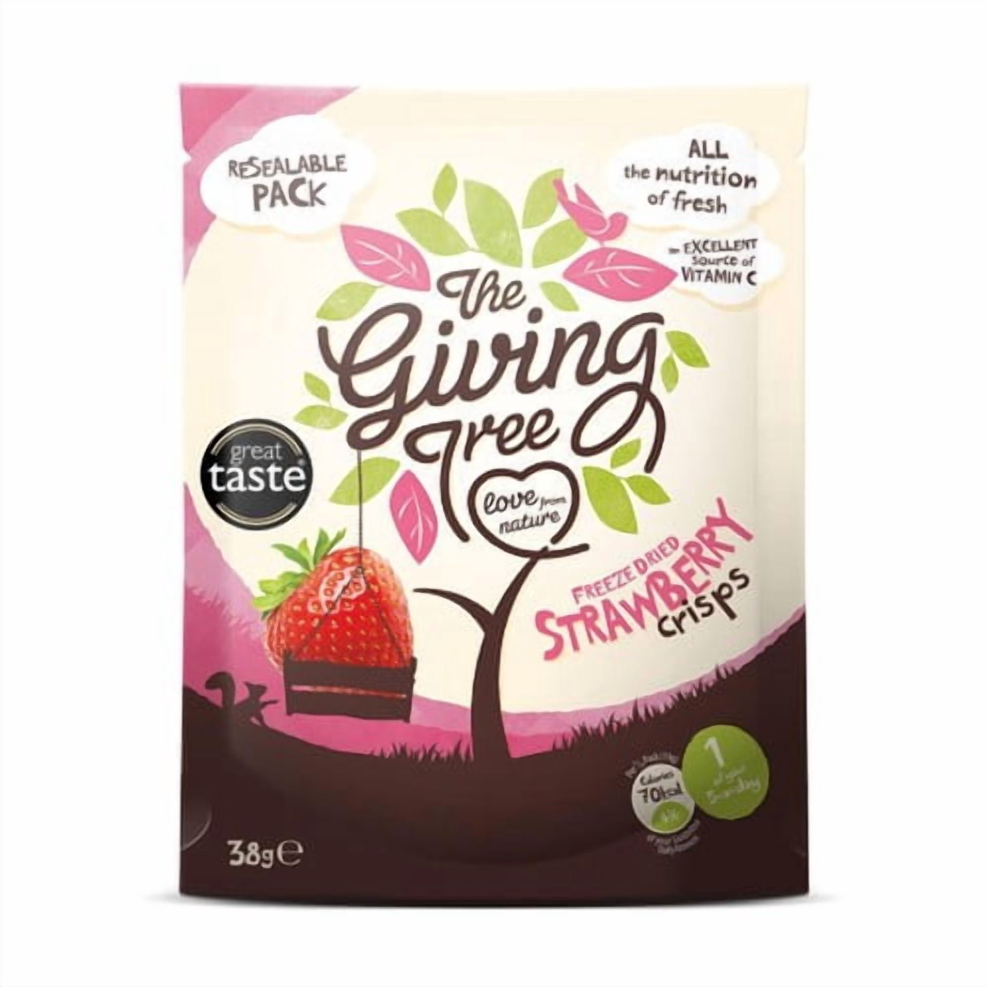Giving Tree Freeze Dried Strawberry Crisps 38g, British Import (Pack of 2)