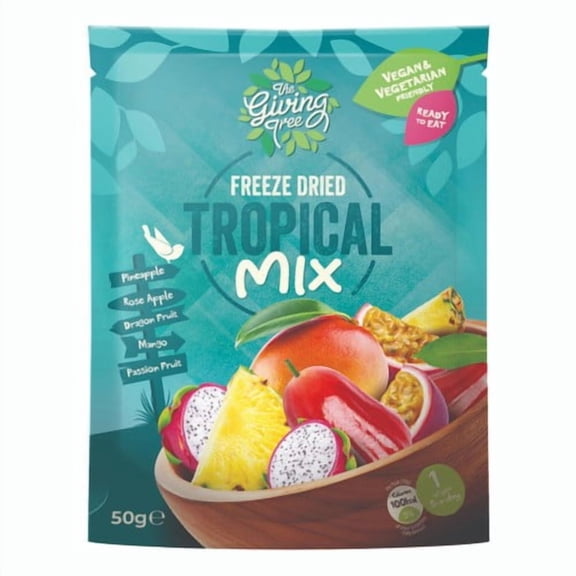 Giving Tree Freeze Dried Tropical Mix Fruit 50g, British Import (Pack of 2)