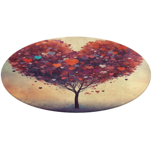The Giving Tree Round Rugs -Washable Non-Slip Small Round Area Rug Throw Soft Circle Rugs for Bedroom, Modern Print Indoor Carpet for Entryway Sofa Living Room