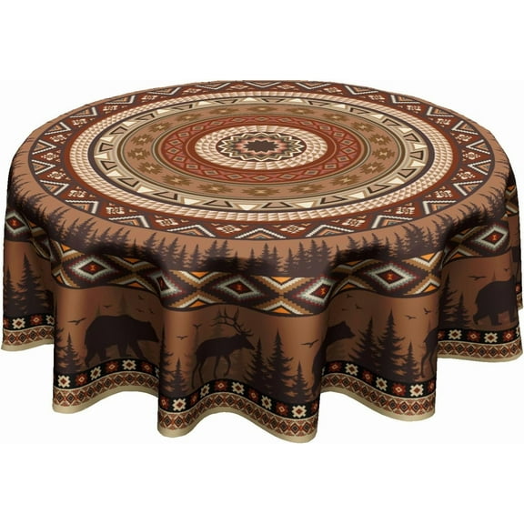 Giwawa Sunflower Floral Tablecloth Round 60 Inch Buffalo Plaid Table Cloth Waterproof Reusable Table Cover Decorative for Picnic Party Holiday