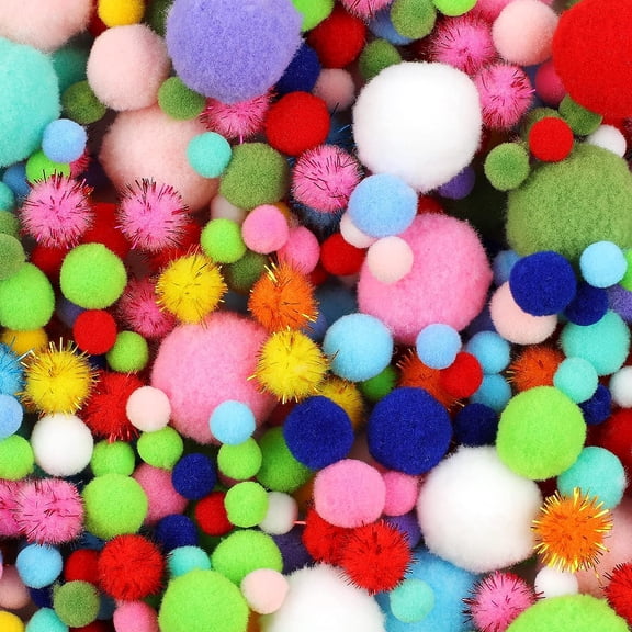 Gixusil 1000 Pcs Pom Poms s with Glitter Pom Poms, Multicolor Bulk Pom Poms Arts and Crafts, Soft and Fluffy Craft Pom Poms, Assorted Sizes Pompoms, for Arts and Craft Making Decorations