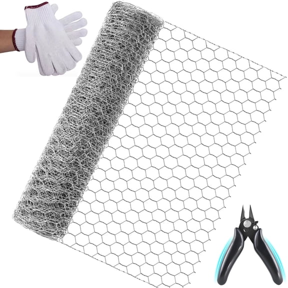Gixusil Chicken Wire 15.74 in x 197 in Poultry Wire Netting Hexagonal Galvanized Mesh Garden Fence Barrier for Craft Projects, Pet Rabbit Chicken Fencing, Dogs,Silver