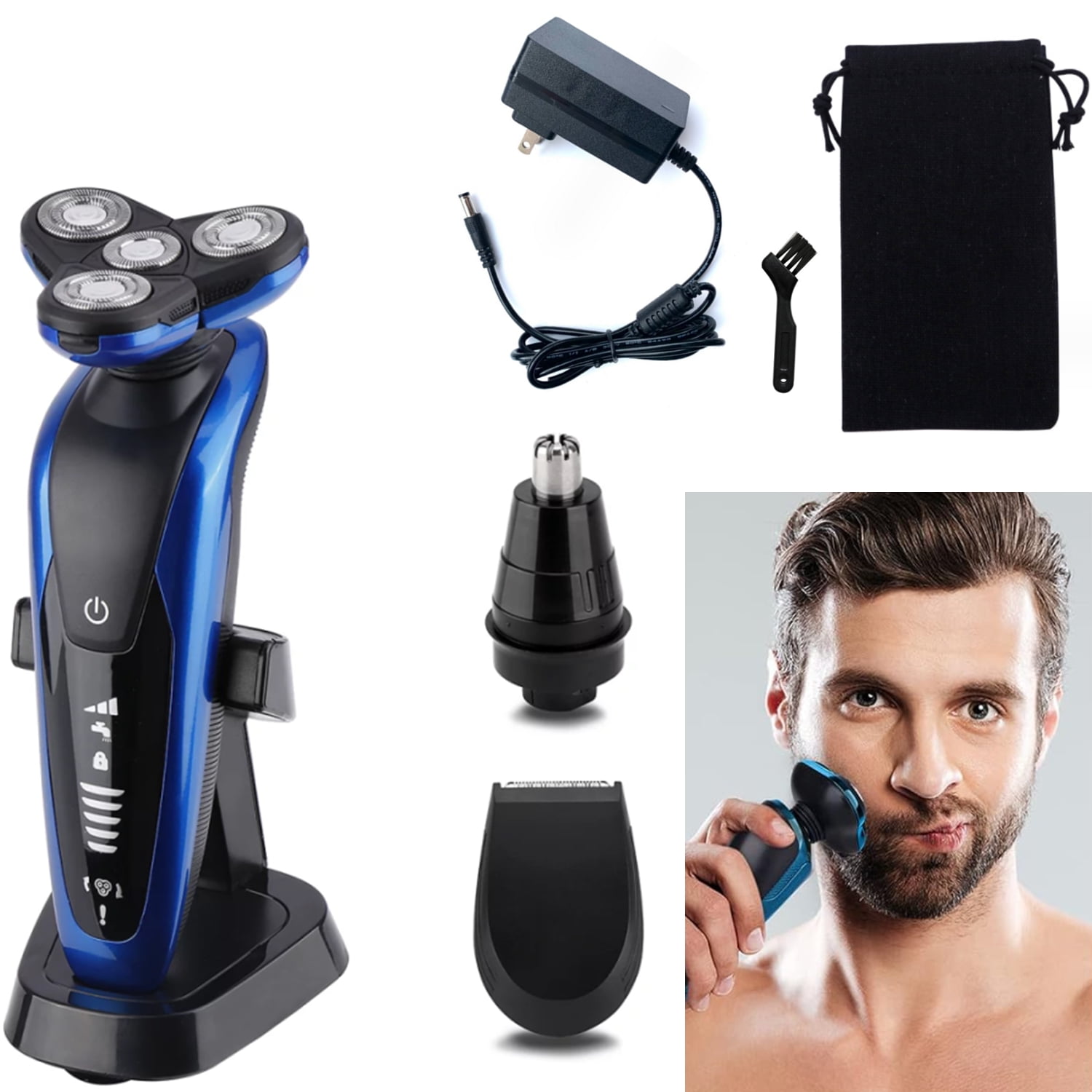 Gixusil Mens Electric Razor for Men ，Blue Electric Shavers for Men Electric Razors for Men Face Shaver for Rechargeable Razors for Shaving Electric Cordless Men's Electric Shaver Waterproof Wet Dry