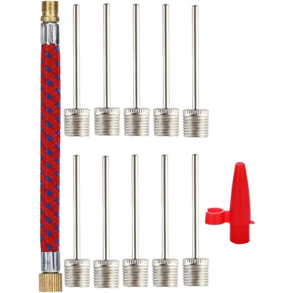 Gixusil Pump Needle Inflator Adapter Kit, 10 Pcs Air Needle Ball Inflatable Pump with Flexible Air Hose for Football Basketball Bike Tyre