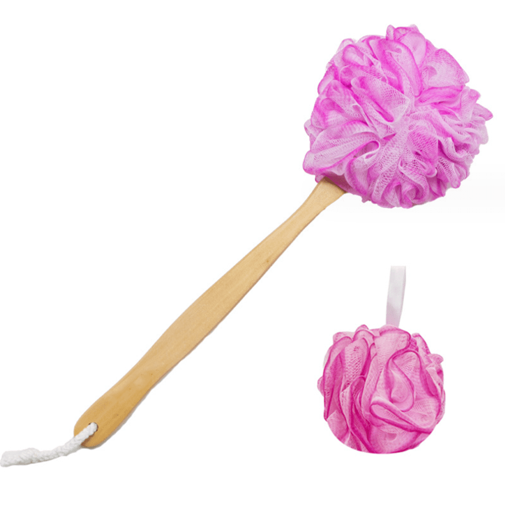 Gixusil Rose Red Shower Sponge Loofah Back Scrubber, PE Soft Mesh