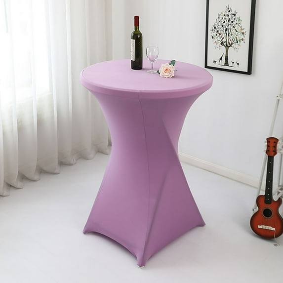 Giyblacko 43.3x23.6 Inch Spandex Round Tablecloth Cocktail Blue Table Covers Fitted Stretch Tablecloth For Wedding Banquet Party Birthday