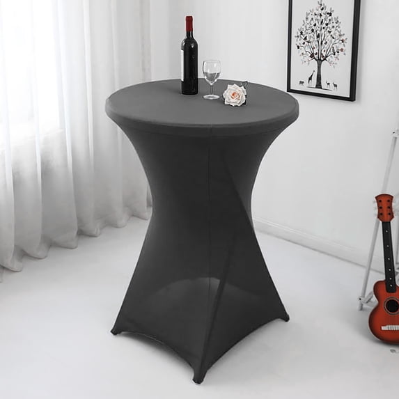 Giyblacko 43.3x23.6 Inch Spandex Round Tablecloth Cocktail Blue Table Covers Fitted Stretch Tablecloth For Wedding Banquet Party Birthday