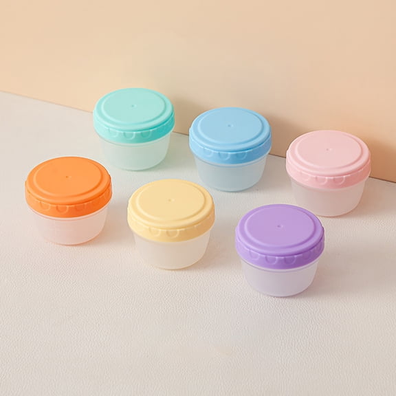 Clearance Food Storage under $5,Round Dispenser Set Of 6 Leak Proof Portable Salad Dressing Container Organizer Screw Seal Lid Plastic Sealed Container Seasoning Dispenser