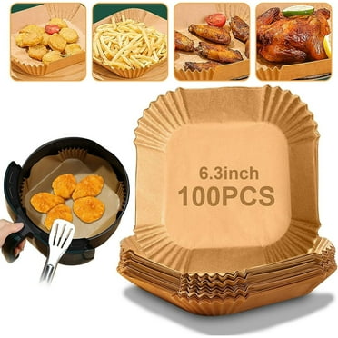 Giyblacko Air Fryer Disposable Paper Liner 100Pcs Square Parchment Paper Liners 8In Non-stick Unbleached Water & Oil Proof Airfryer liners for Microwave Oven baking & cooking