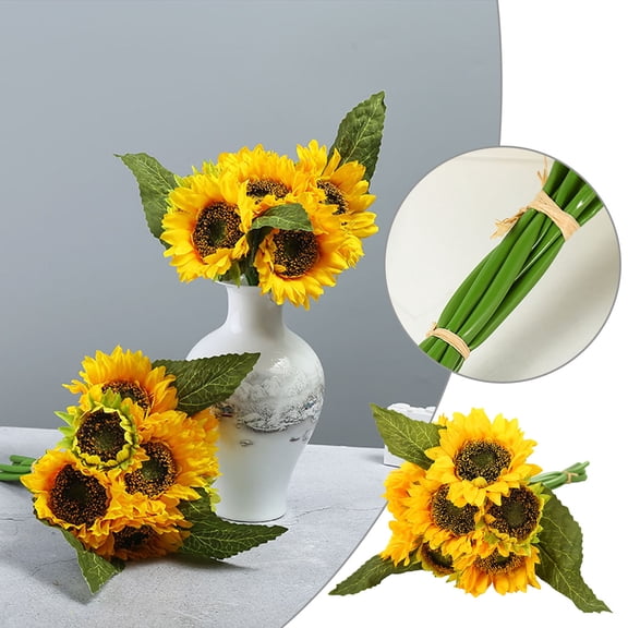 Giyblacko Artificial flowersArtificial Sunflower 1 Bouquets 7 Flowers Suitable For Wedding Banquet Home Decoration
