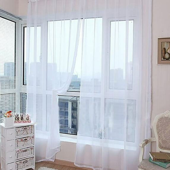 Giyblacko Blackout Curtains 1 PCS Pure Color Tulle Door Window Curtain Drape Panel Sheer Scarf Valances