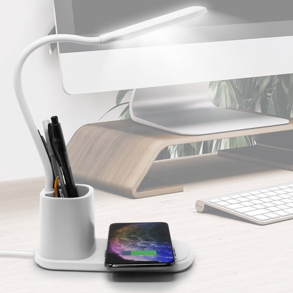 Giyblacko Book LightsLamp With Wireless Charging Pen Holder LED Indicator LED Desk Lamp With Wireless Charger & Organizer