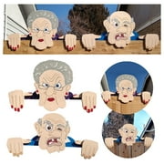 Giyblacko Card SlotGarden Illustration Fence Yard Sign Decoration Old Man And Lady Outdoor Cute Fence Peekers Garden Yard Art Fence Sign Ornament Gift Lifelike Peeking Old Man And Lady Fence