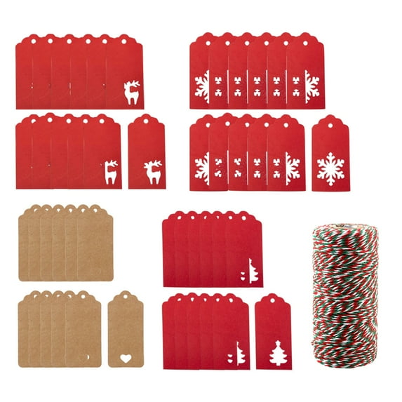 Giyblacko Christmas Gift Wrapping Paper Label With Rope, Kraft Paper Gift Label, Christmas Package With Rope, Christmas Gift Label