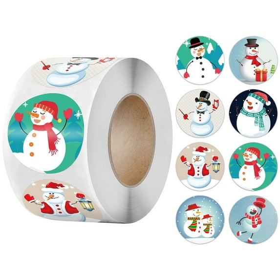Giyblacko Christmas Ornament 500pcs Stickers/Roll Stickers Christmas Stickers Christmas Holiday Decoration Gift Self Adhesive Stickers