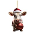 thumbnail image 1 of Giyblacko Christmas Ornament Pendant Christmas Hat Cow Decoration Cute Cartoon Christmas Cow Car Pendant Home Tree Decoration Christmas Tree Pendant Home Decoration, 1 of 5