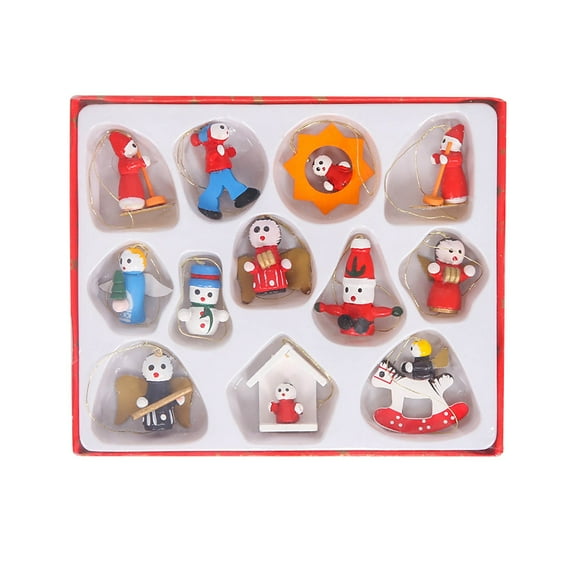 Giyblacko Christmas Ornaments Christmas Wooden Mini Santa Snowman Pendant Desktop Small Christmas Tree Decorative Accessories Props