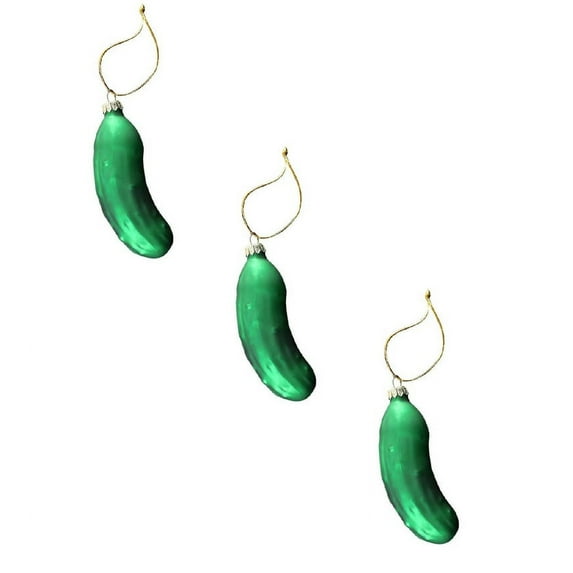 Giyblacko Christmas Ornaments German Christmas Pickle Ornament Tradition Decor Green Glass Tree Decoration 3pc