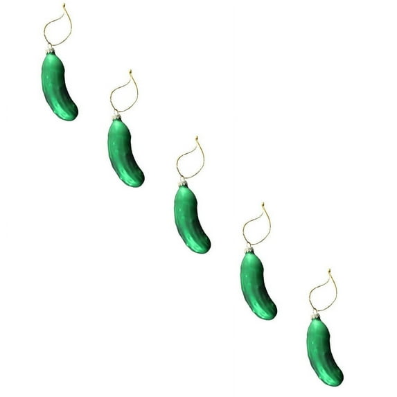 Giyblacko Christmas Ornaments German Christmas Pickle Ornament Tradition Decor Green Glass Tree Decoration 5pc
