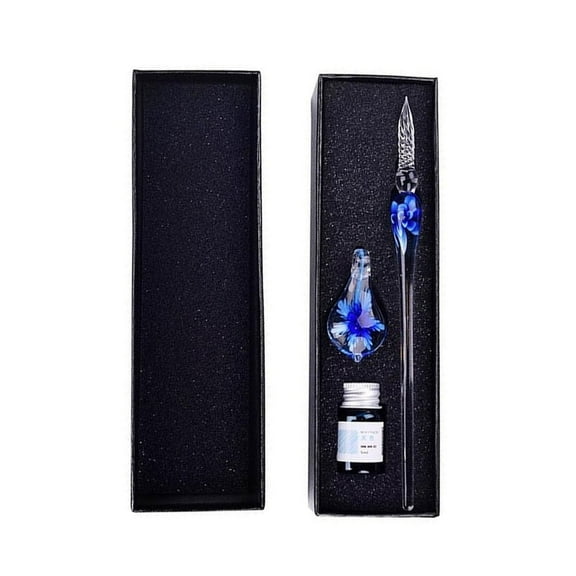 Giyblacko Glass Calligraphy Dip Pen And Ink Set Glass Dip Crystal Pen With Ink And Holder For Writing Art Decor Gift 5ml
