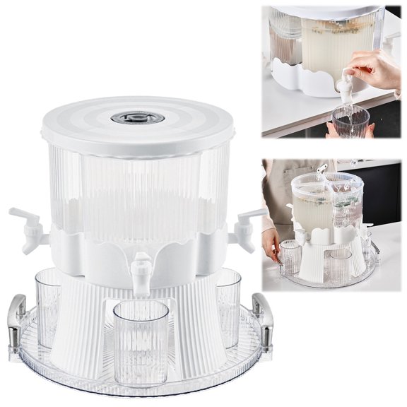Giyblacko Cold Kettle With Faucet Beverage Dispenser With Spigot Ice Tea Juice Pitcher 4 Compartment Beverage Container For Kitchen