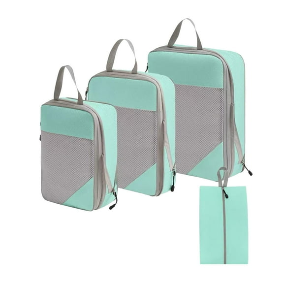 Giyblacko Compression Packing Cubes 3/4 Set Compressible Packing Cubes With Laundry Bag Travel Packing Cubes For Carry On Luggage