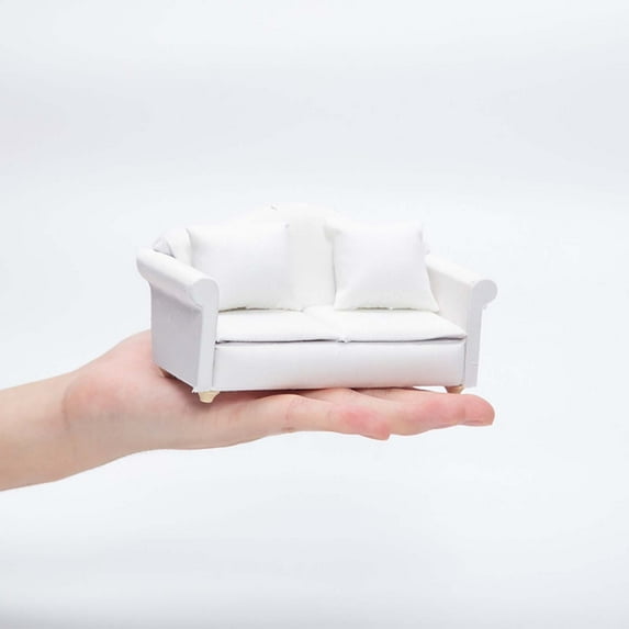 Giyblacko Desktop Ornament 1:12 Dollhouse Dollhouse Mini Furniture Living Room Scene Model Small Floral Fabric Double Sofa