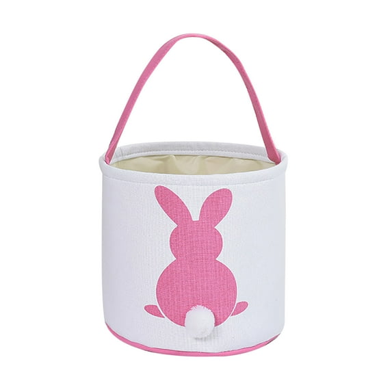 Giyblacko Easter Bunny Basket Bags Cute Animal Basket Holiday Rabbit Bunny Printed Canvas Gift Carry Candy Bag