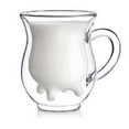 thumbnail image 1 of Giyblacko Glass Coffee Cups With Lidsand Straw COW Udder shape double walled clear glass milk coffee tea mug cup handle, 1 of 8