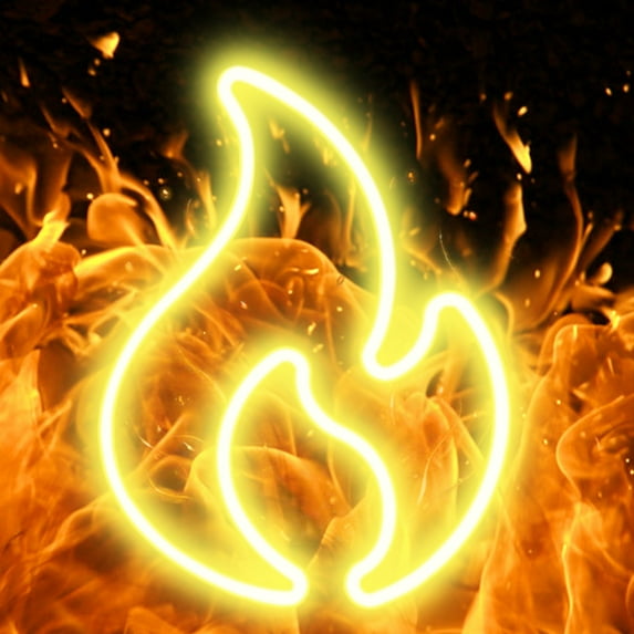 Giyblacko Night LightsFlame Neon Sign For Bedroom Wall Decor USB Or Battery Powered Fire Neon Sign Flame LED Neon Light Sign For Kids Living Room Bar Party Christmas Wedding Decor