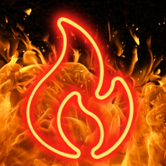 Giyblacko Night LightsFlame Neon Sign For Bedroom Wall Decor USB Or Battery Powered Fire Neon Sign Flame LED Neon Light Sign For Kids Living Room Bar Party Christmas Wedding Decor