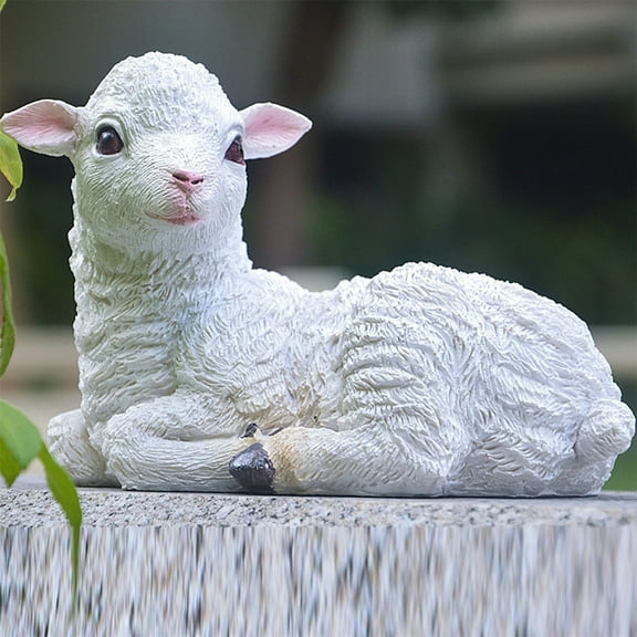 Giyblacko Sheep Statues Lifelike Resin Lamb Statue Outdoor Statues For Garden Decor Lamb Shape Garden Sculpture For Indoor Outdoor Decoration