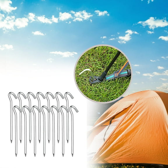 Giyblacko Sticky Hooks For Hanging Gardening Stake Tent Ground Steel 14 Pieces Tent For Camping Stakes Stakes Hook Tent Tools & Home Improvement