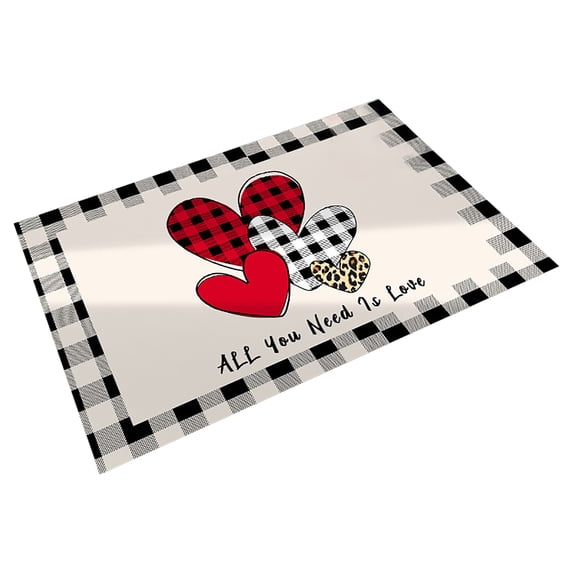 Giyblacko Valentine's Day Door Sign Heart Doormat Love Decorative Floor Entrance Rubber Mat Decor Doot Mat Non Slip Low Profile Indoor Outdoor Welcome Mat Washable Winter Holiday Doormat