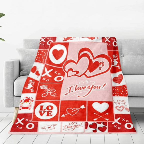 Giyblacko Valentine's Day Flannel Throw, 50” x 60”