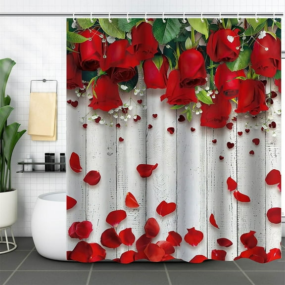 Giyblacko Valentine's Day Shower Curtains For Bathroom Valentines Lovers Couples Decors Love Hearts Holiday Bathroom Shower Curtains Happy Valentines Day Bathroom