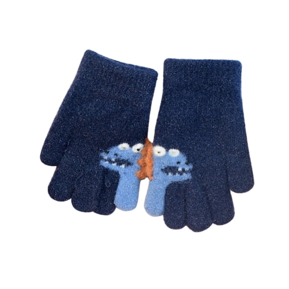 Giyblacko Winter Warm Gloves Children's Winter Knit Half Finger Flip Cover Cute Dinosaur Print Gloves