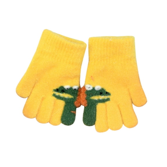 Giyblacko Winter Warm Gloves Children's Winter Knit Half Finger Flip Cover Cute Dinosaur Print Gloves