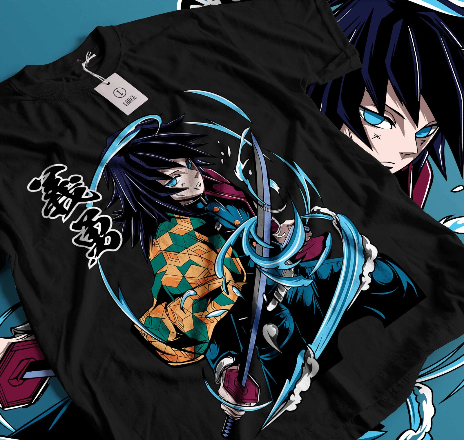 Giyu Tomioka T-Shirt Demon Slayer Kimet.su No Yaiba Anime Black Shirt ...