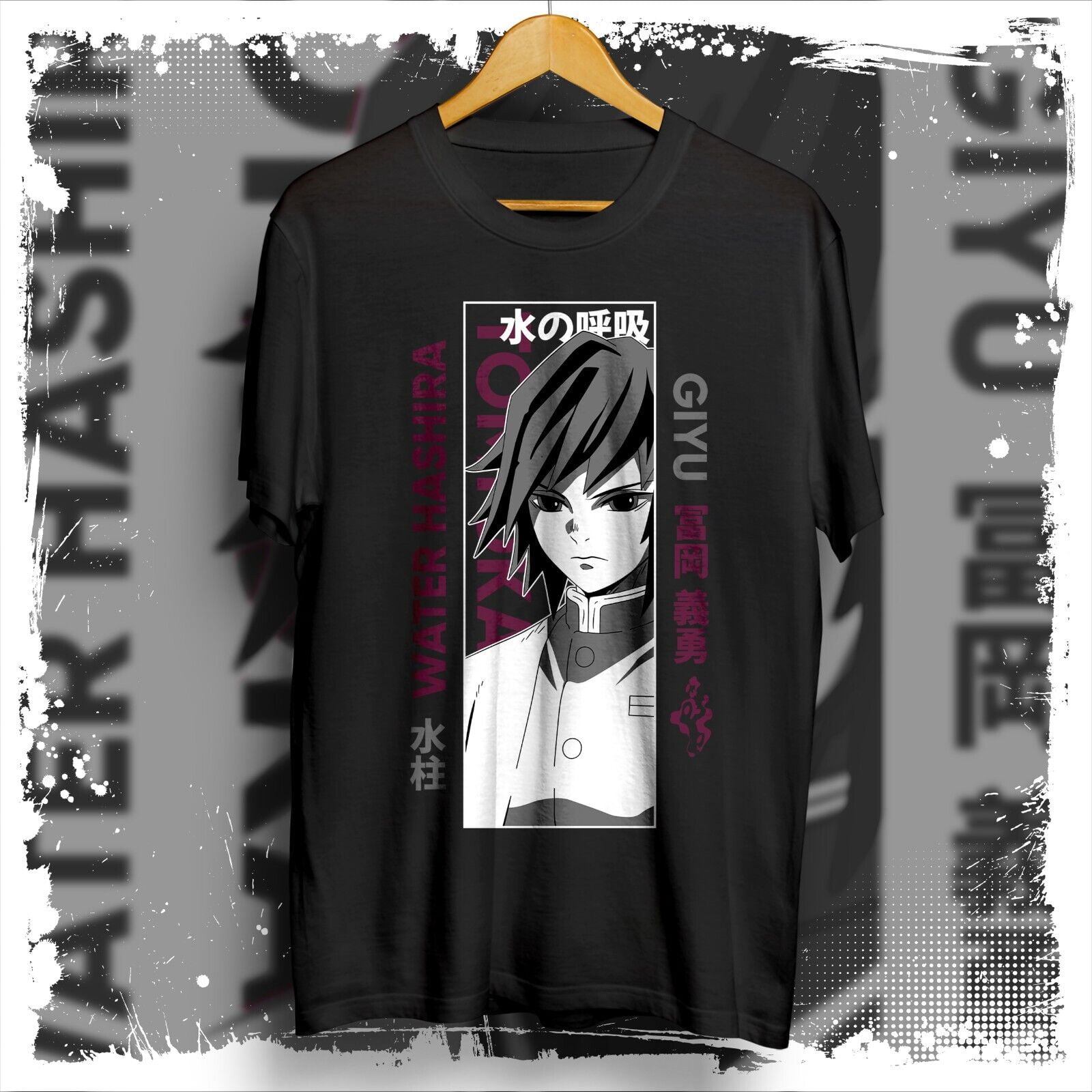 Giyu water hashira anime graphic tees, Demon slayer tshirt, anime shirt ...