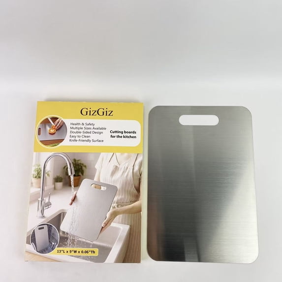 GizGiz Cutting boards for the kitchen,304 Stainless Steel Cutting Board For Kitchen, Burr-Free Edges, Dishwasher Safe, Cutting Board