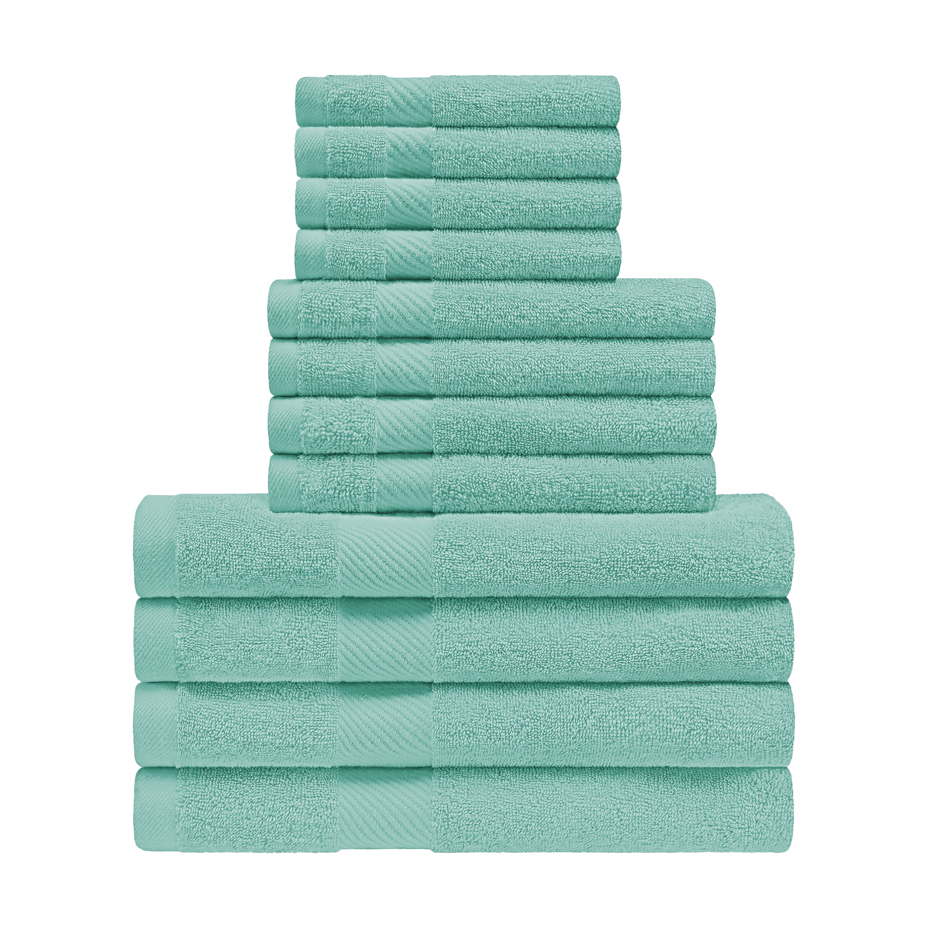 Egyptian Cotton Medium Weight 12 Piece Bath Towel Set - Sea Green