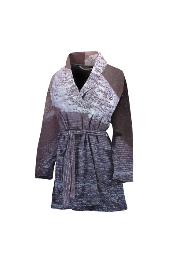 Giza Pyramid Women Bathrobe One Size Univeral Fits, Egyptian Pyramids Fashion Lightweight Plush Fleece Long Robe For Women