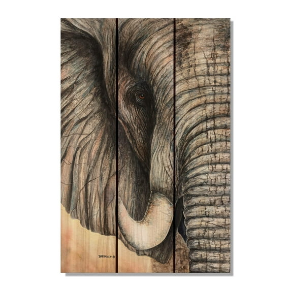 Gizaun Art DBAE1624 Bartholet's African Elephant Inside/Outside Cedar Wall Art, 16x24, Tan