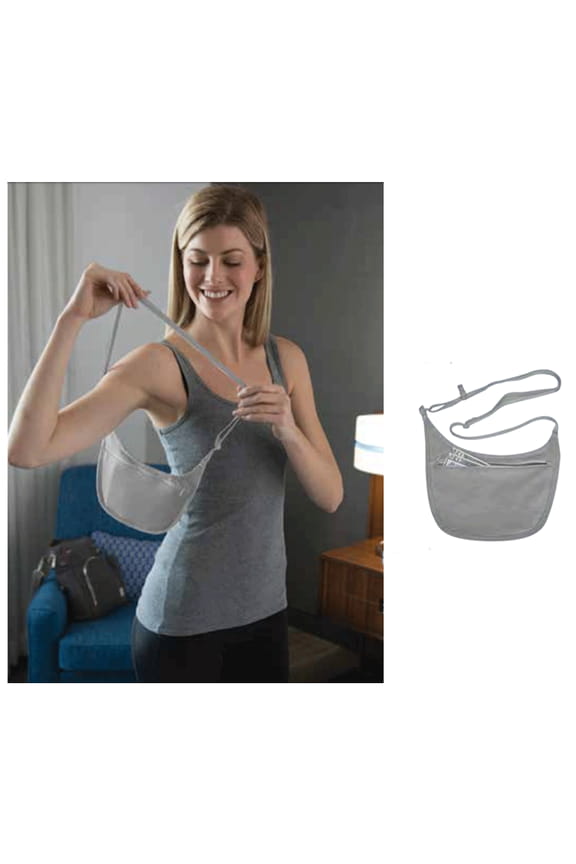 Hidden Security Money Bra Pouch Women's Fanny Pack, Gray