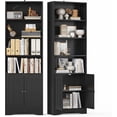 thumbnail image 1 of Gizoon Bookcase, Bookshelves and Bookcases, 71” 6-Shelf Bookcase with Doors, Floor Standing Display Storage Shelves, with Adjustable Shelves, for Home, Office, Living Room, Bedroom, Black, 1 of 9