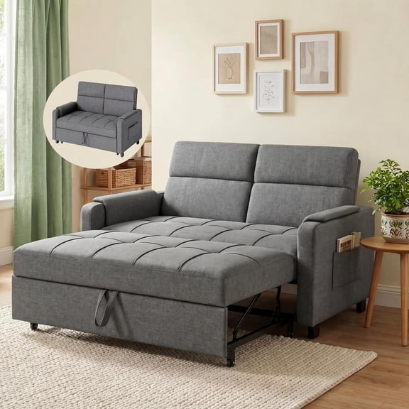 Gizoon Convertible Sofa Bed Modern Loveseat Sleeper, Grey