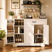 Coffee Bar, Gizoon White Kitchen Pantry Storage Cabinet Cupboard, Sideboard Buffet with Storage Drawers
