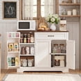 thumbnail image 1 of Coffee Bar Cabinet, Gizoon Wooden Kitchen Cabinet Storage, White and Rustic Sideboard Buffet for Dining Room & Pantry, 1 of 9